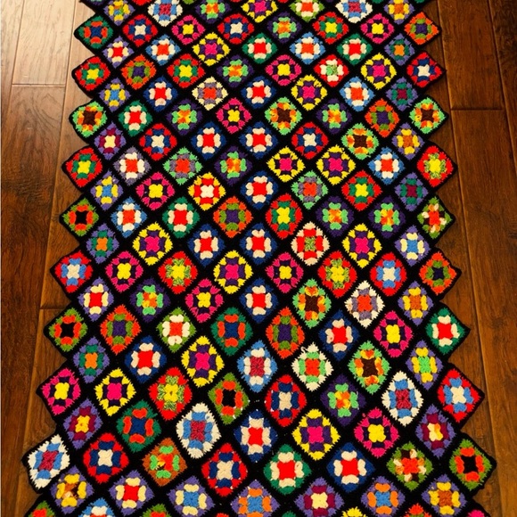 Vintage Crochet Throw Blanket 71” X 45” Colorful - Picture 2 of 7